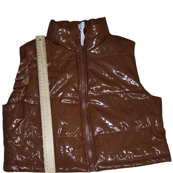 Puffer Vest Brown Glossy Daisy Women’s Size S - Picture 6 of 6